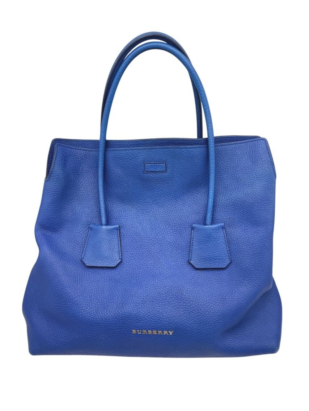 Burberry Cobalt Blue Grained Leather Baynard Tote Bag